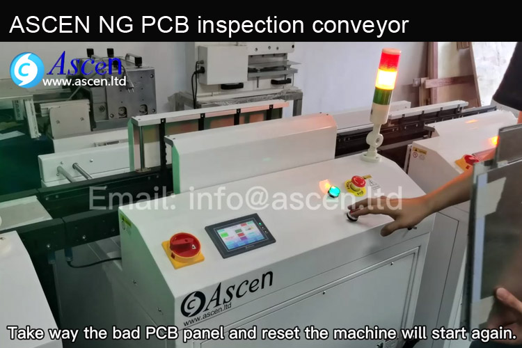 lift up NG PCB inspection conveyor of SMT inspection line|buffer store conveyor 