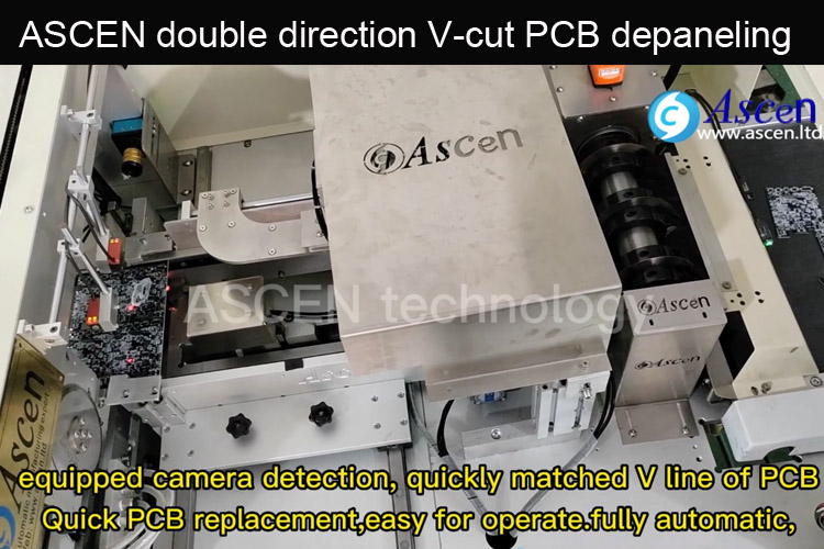Inline double direction V-score PCB depaneling machine fully auto cutting