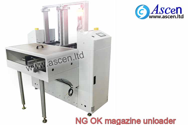 NG PCB magazine unloader(PCB Magazine Unloader) connecting AOI tester or ICT allow distinguish good 