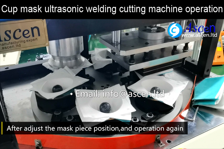 Cup mask making ultrasonic welding cutting machine operation  